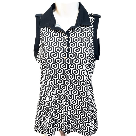 Sport Haley Women’s Short Sleeve Collared Tank Top Black White Medium Pullover - Picture 1 of 7